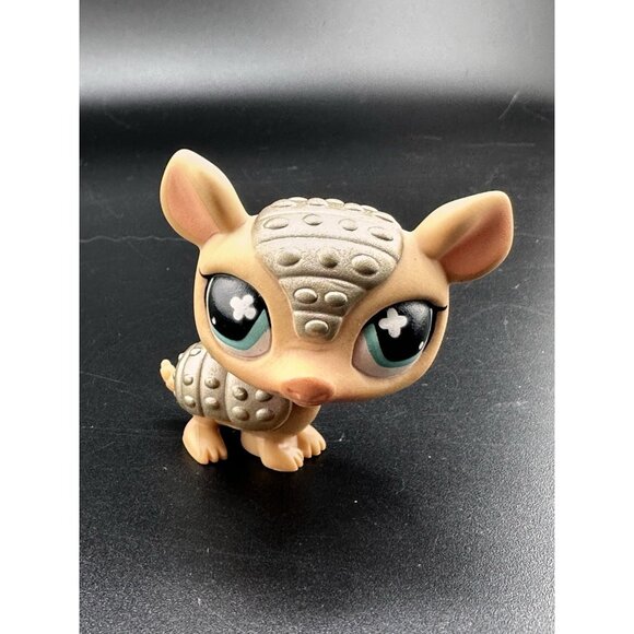 Littlest Pet Shop Armadillo 638 Teal Star Eyes 2008 LPS Authentic Real Feel Pet - Picture 1 of 8